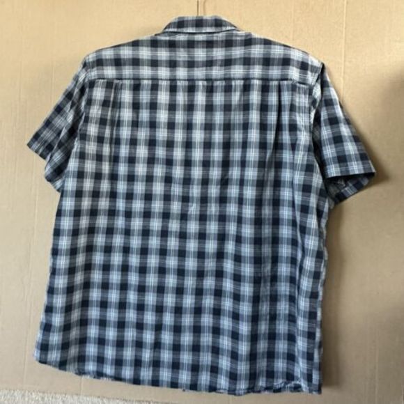 Mens 2XL Blue White‎ Plaid Carhartt Button Down Short Sleeve Dress Shirt - Picture 3 of 5